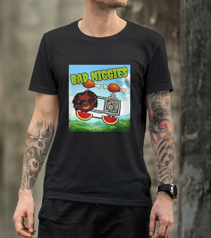 Bad Niggies Angry Birds Parody Flying Pig T-Shirt