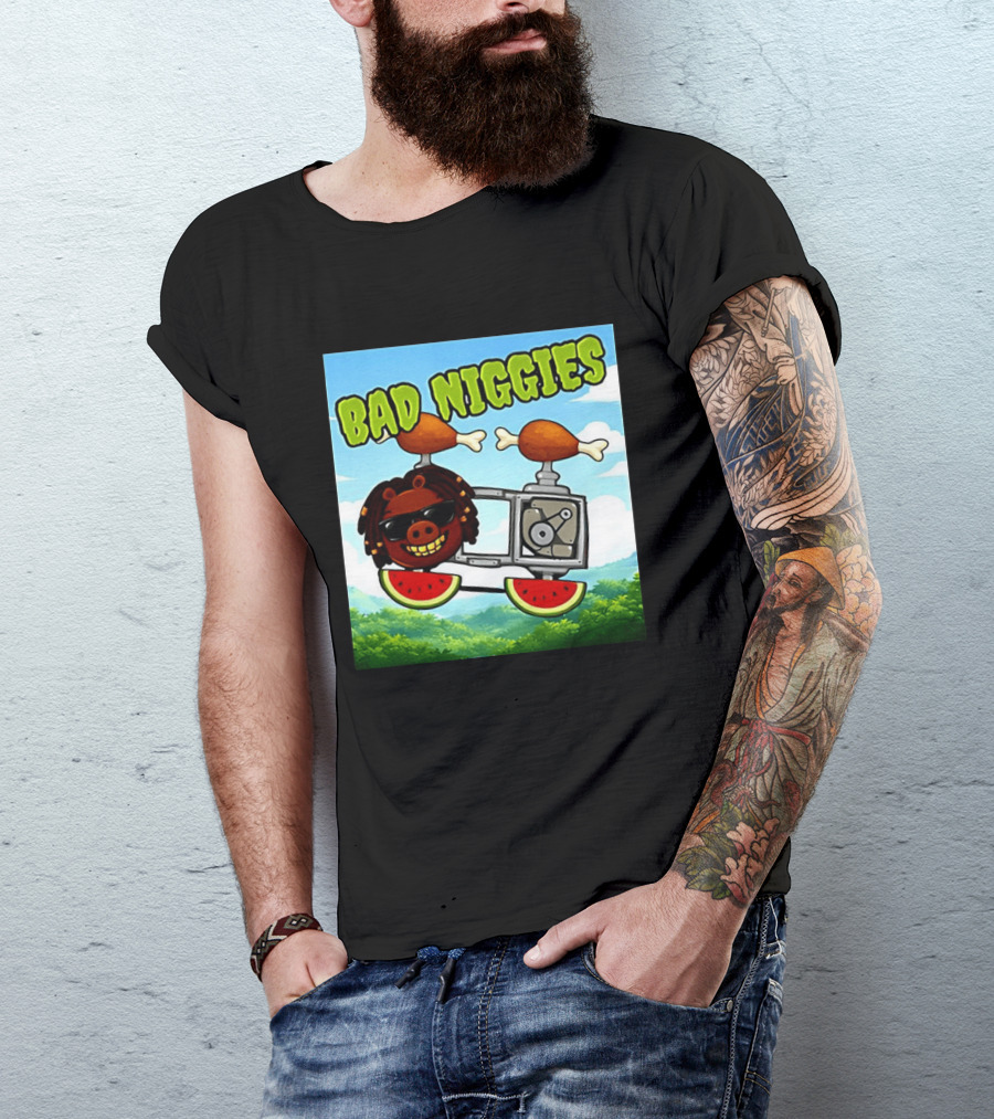 Bad Niggies Angry Birds Parody Flying Pig T-Shirt