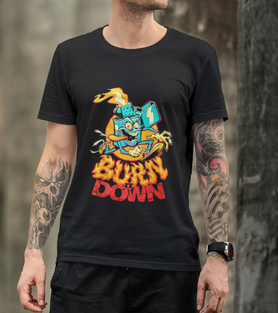 Burn It Down Lighter Mascot With Flames T-Shirt