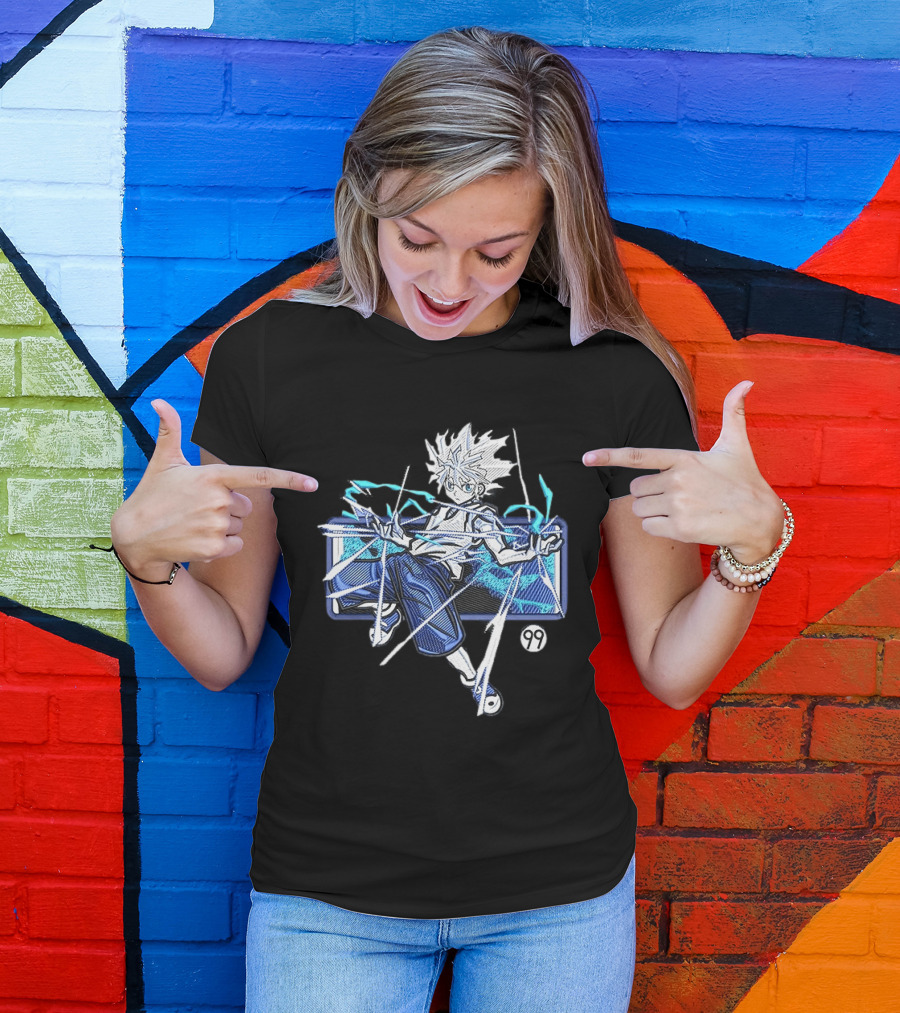 Hunter X Hunter Killua 99 Anime Graphic Manga Style Electric Aura T-Shirt