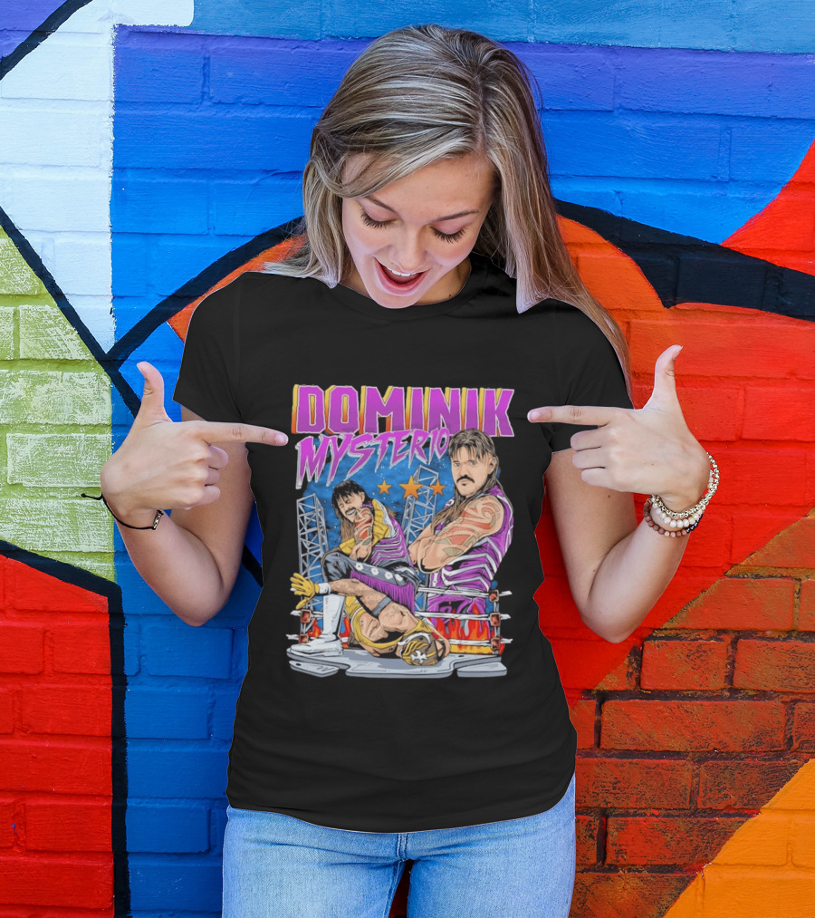 Dominik Mysterio Wrestling Match Illustration Purple Star T-Shirt