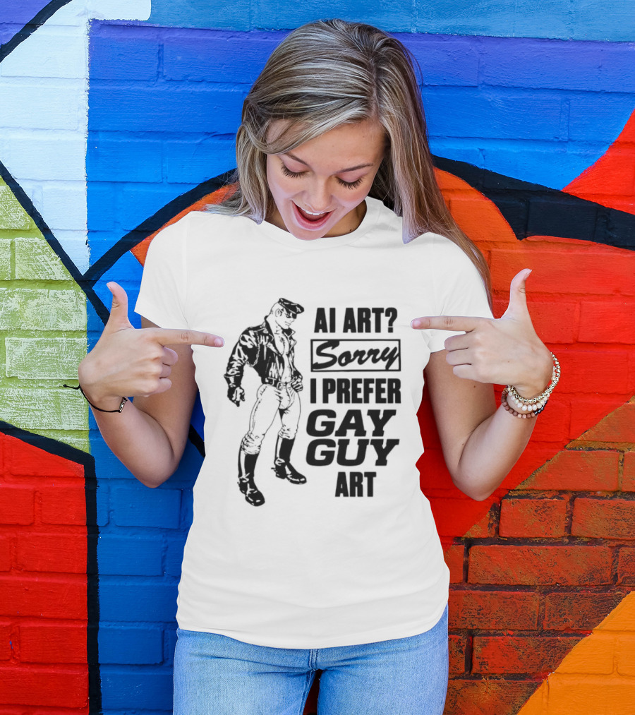 AI Art Sorry I Prefer Gay Guy Art Biker T-Shirt