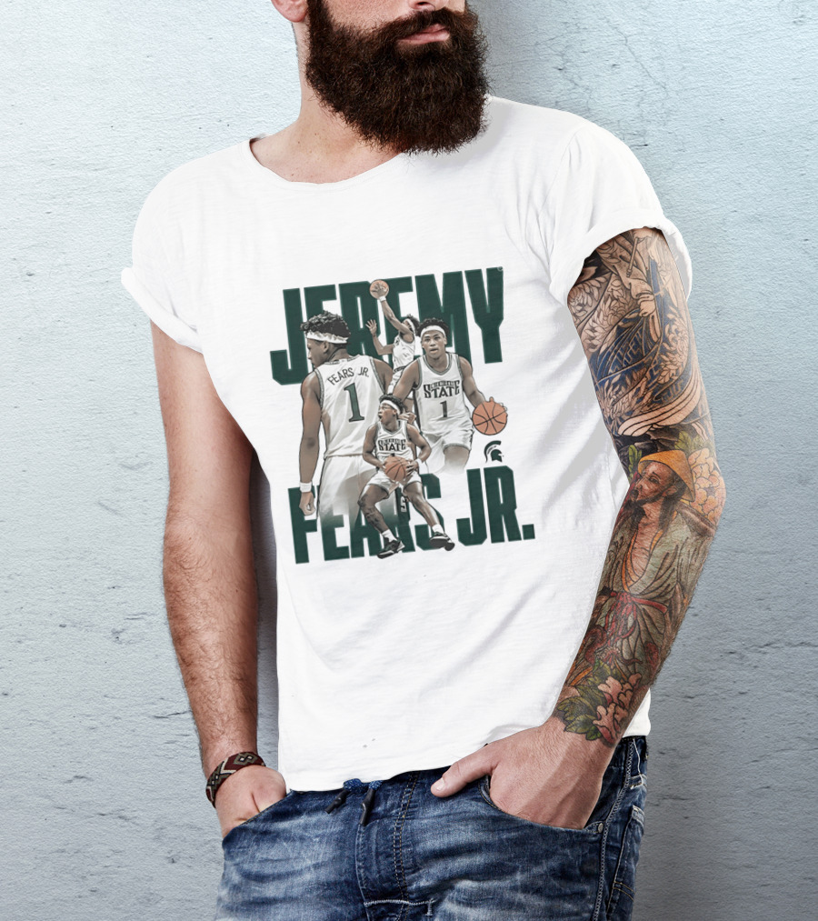 Jeremy Fears Jr Michigan State Spartans Basketball Player Collage T-Shirt