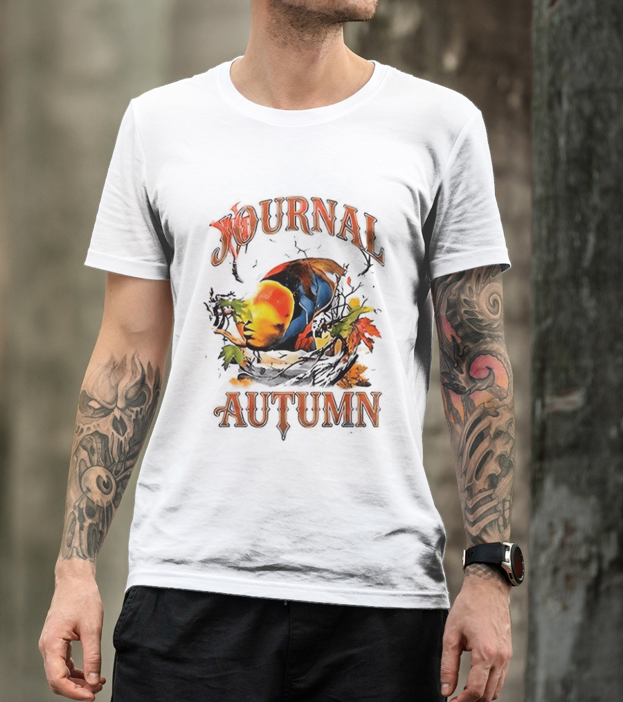 Journal Autumn Colorful Bird And Leaves T-Shirt