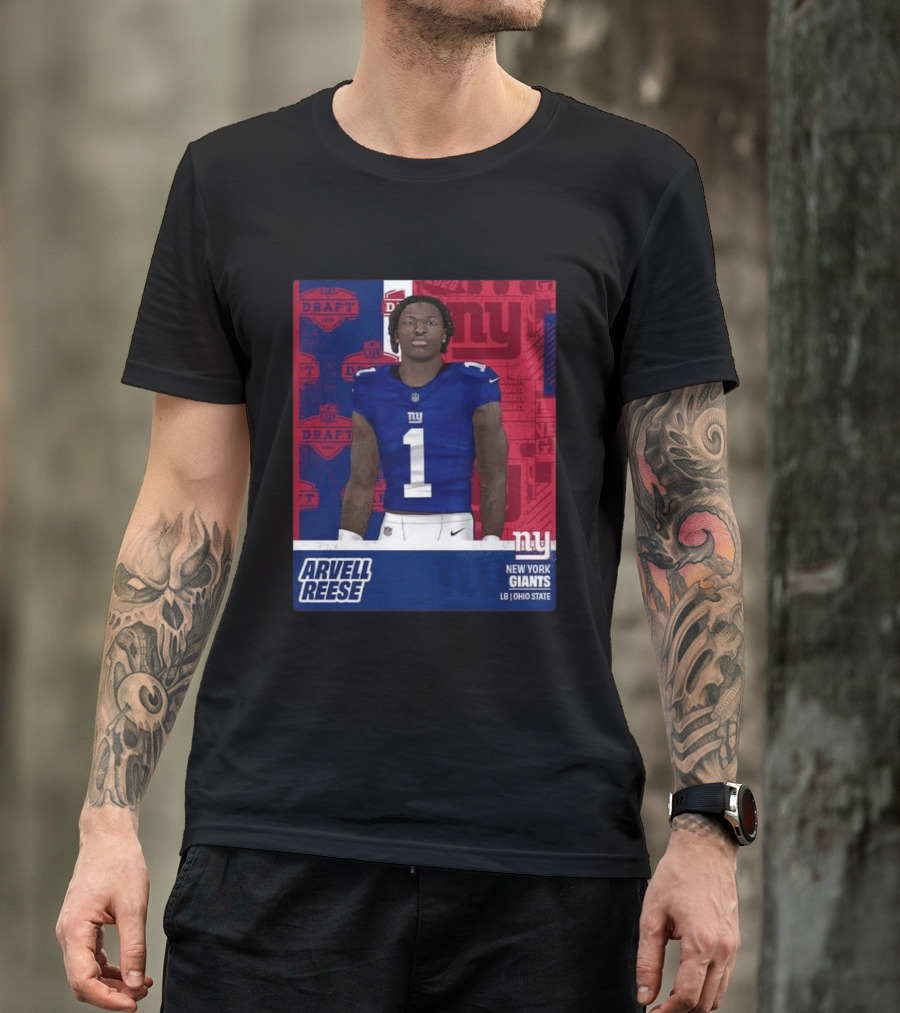 2026 Draft New York Giants Arvell Reese Round 1 Pick 5 LB Ohio State T-Shirt