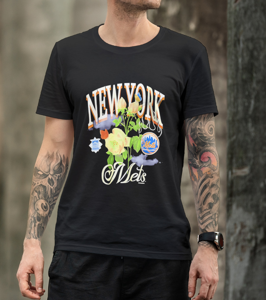 New York Mets Floral Baseball Mets T-Shirt