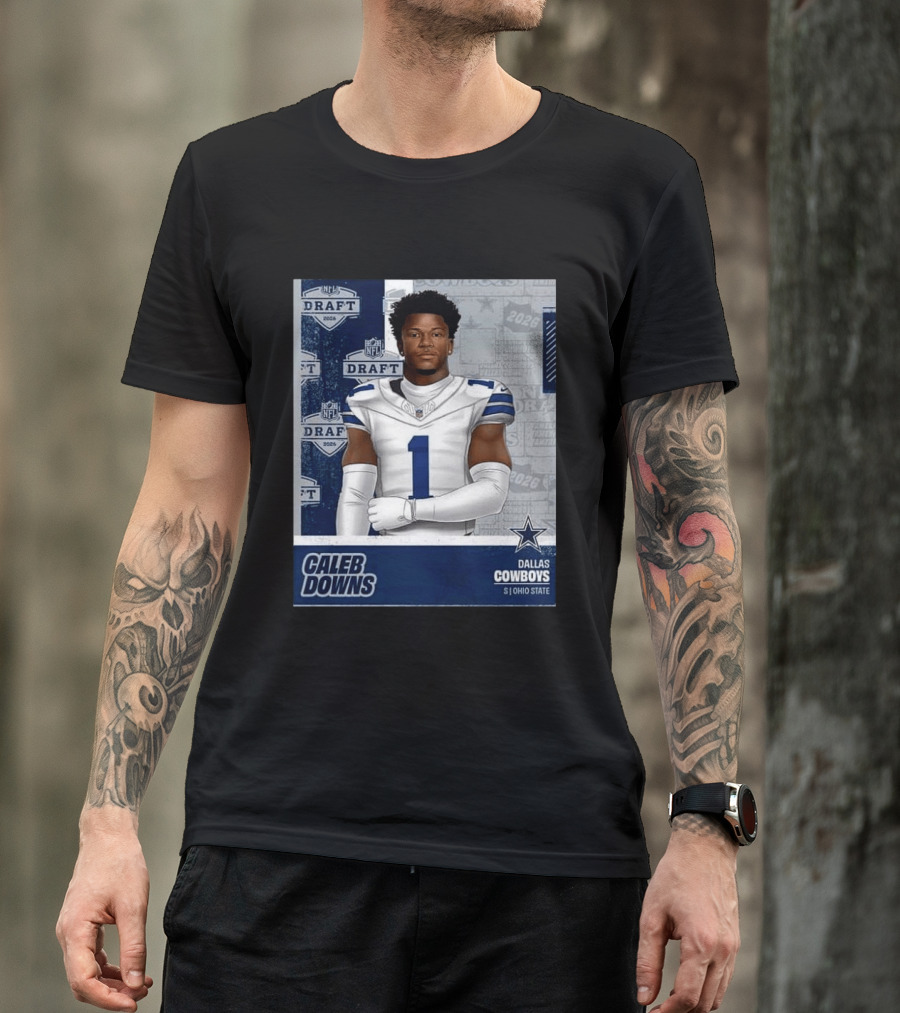 Dallas Cowboys Caleb Downs 2026 Draft Round 1 Pick 11 Ohio State NFL T-Shirt