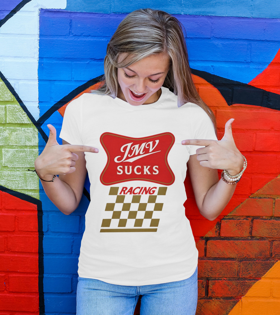 JMV Sucks Racing Checkered Flag Red And White T-Shirt