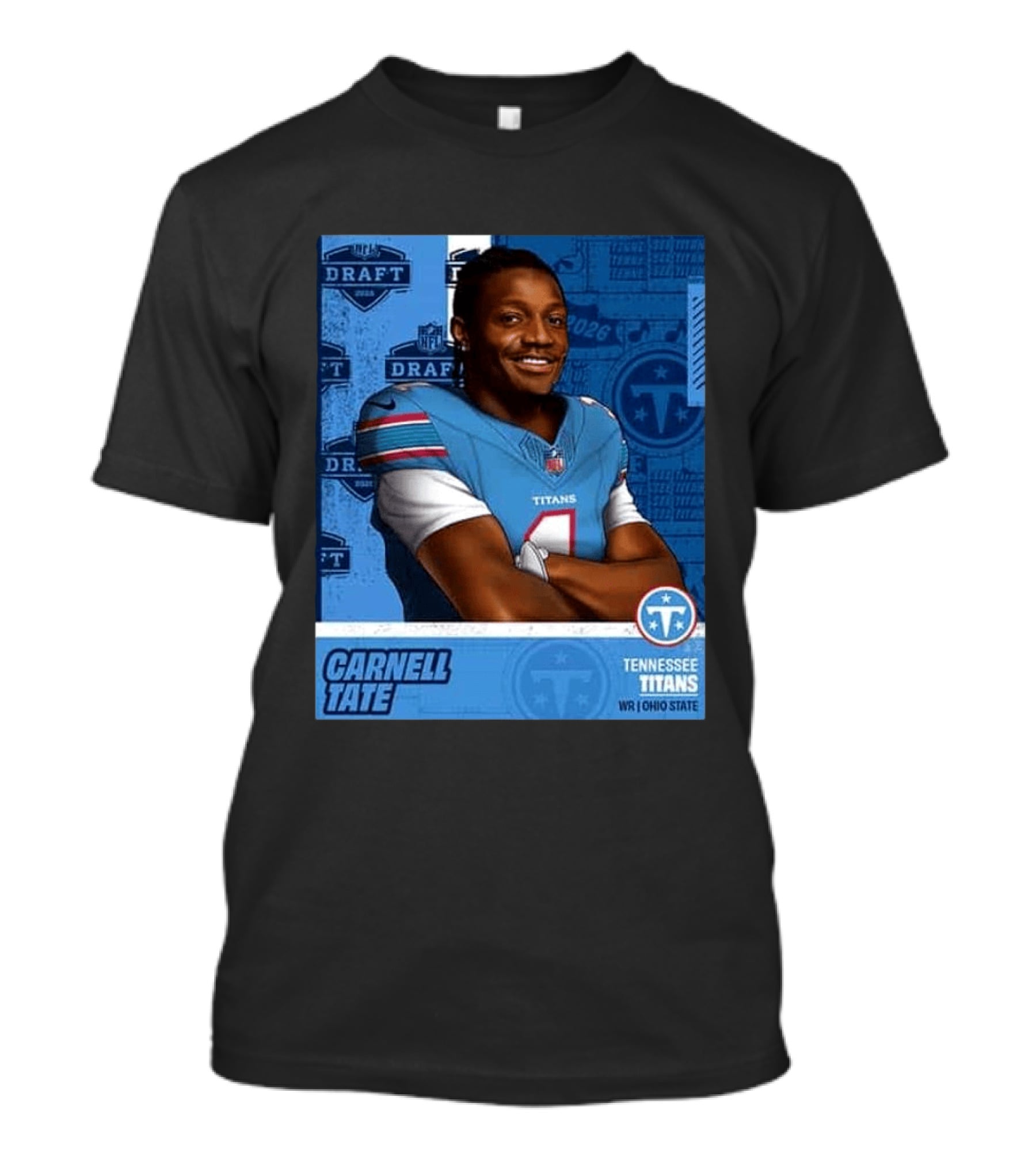 Carnell Tate Tennessee Titans 2026 NFL Draft Pick Round 1 Pick 4 WR Ohio State T-Shirt