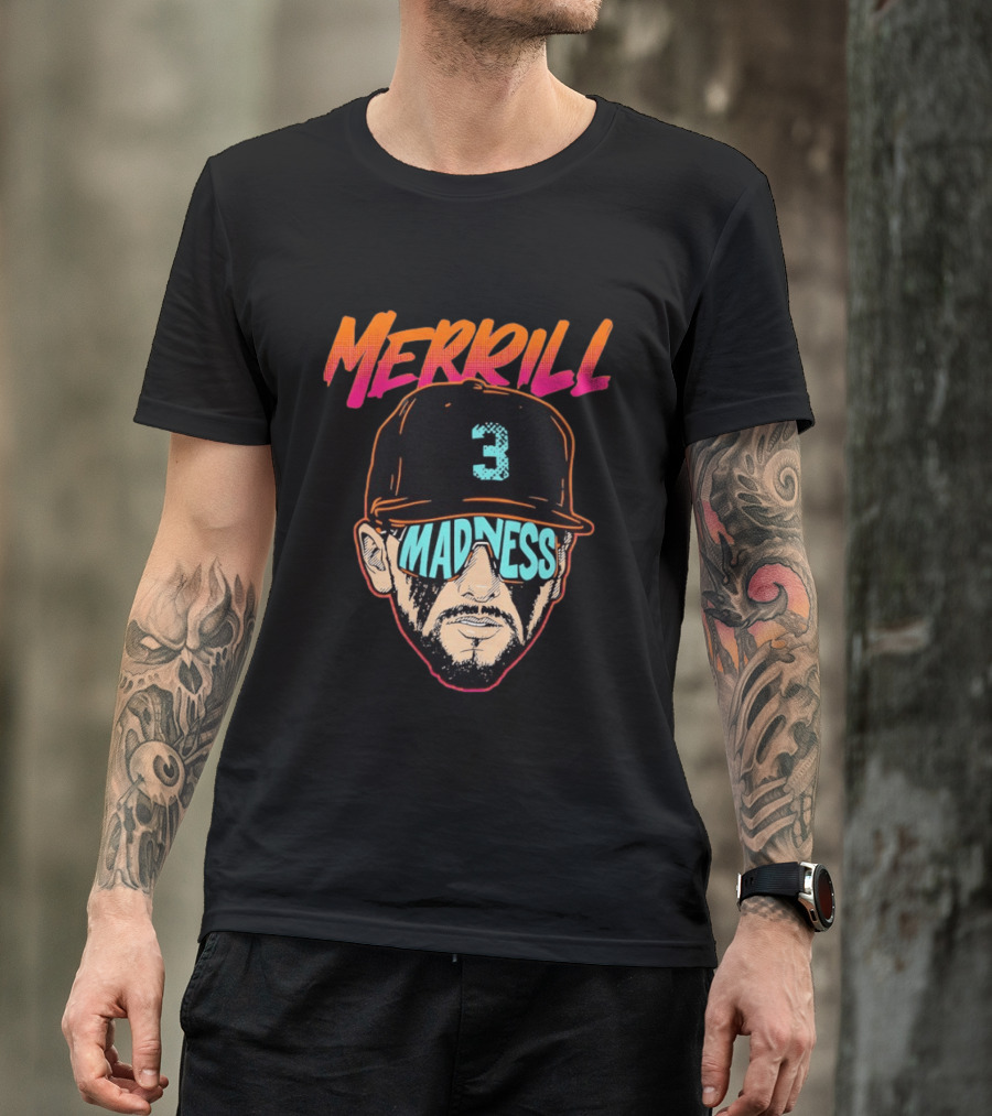 Merrill Madness San Diego Padres Jackson Merrill City Edition 3 Baseball T-Shirt