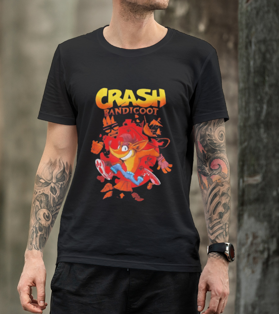 Crash Bandicoot Cartoon Classic Character Action Adventure T-Shirt