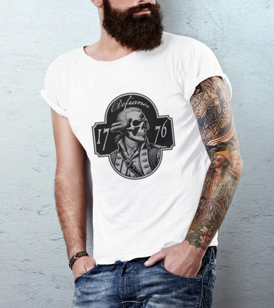 Defiance 1776 George Washington Skeleton Patriotic T-Shirt