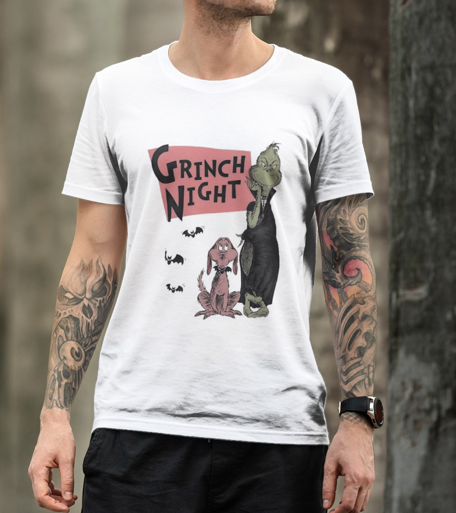 Grinch And Max Halloween Night Spooky Scene T-Shirt