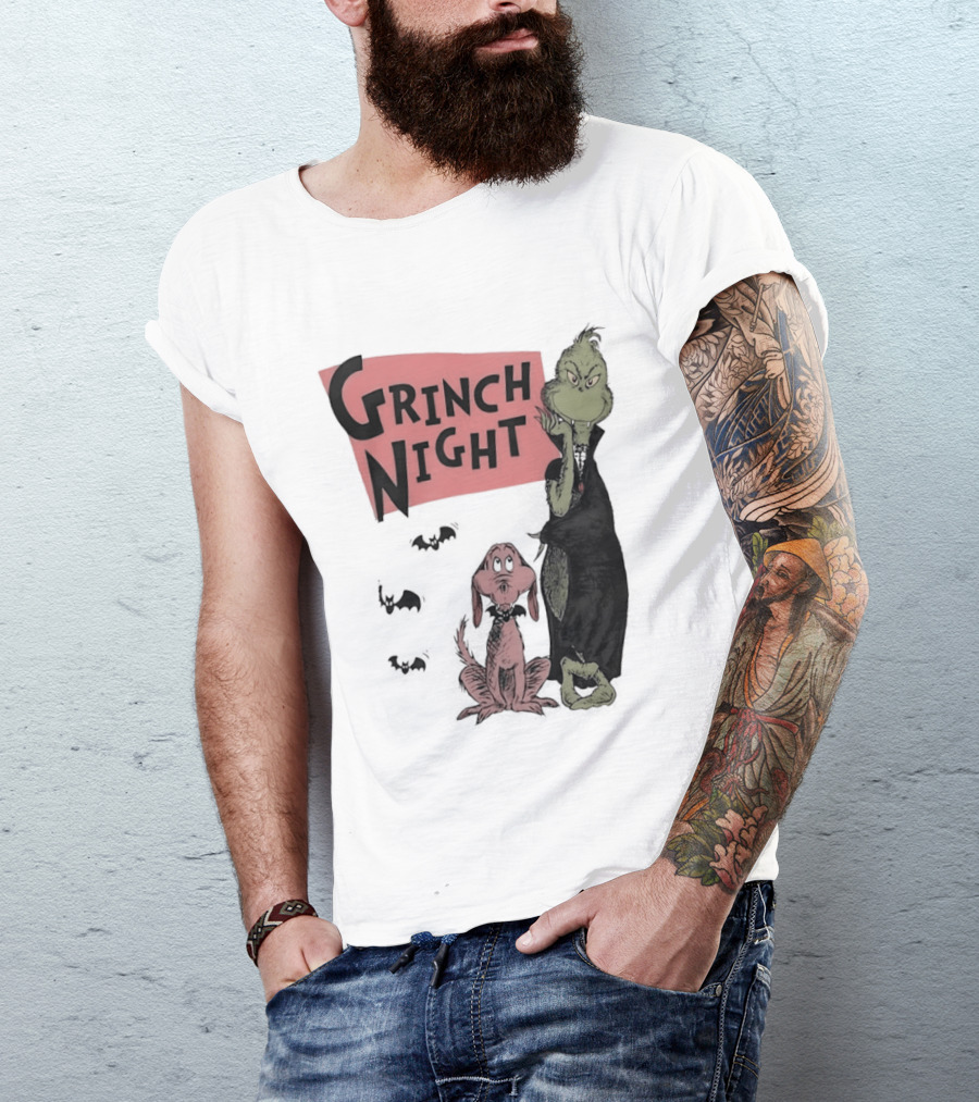 Grinch And Max Halloween Night Spooky Scene T-Shirt