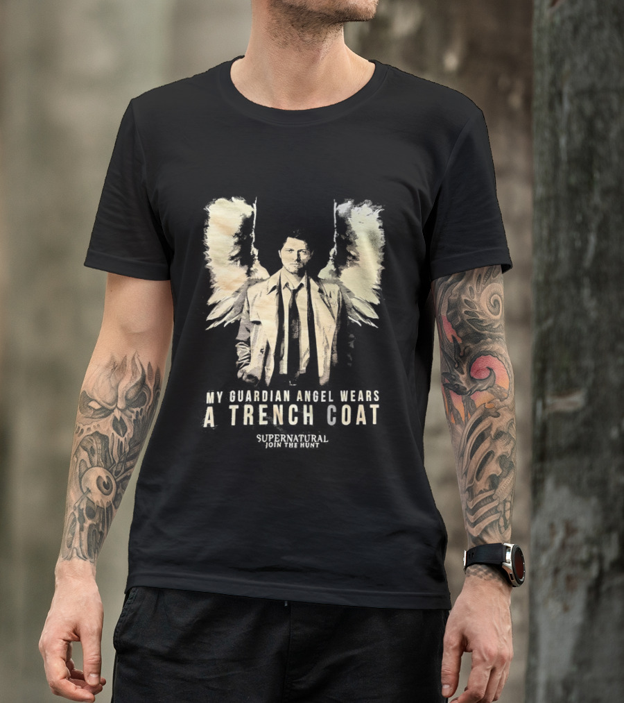 Castiel Guardian Angel Wears Trench Coat Supernatural Join The Hunt T-Shirt