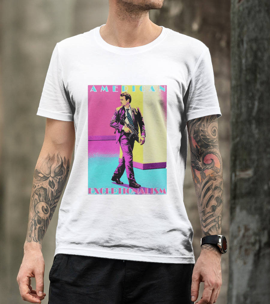 American Exceptionalism Retro Pop Art Style Man With Gun T-Shirt