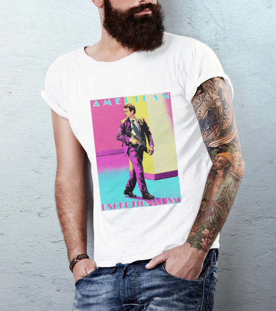 American Exceptionalism Retro Pop Art Style Man With Gun T-Shirt
