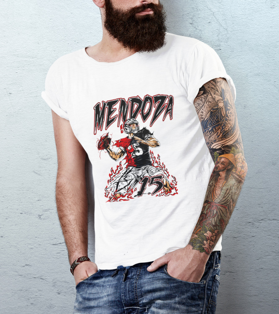 Fernando Mendoza Raiders 15 Hand Drawn Football Athlete T-Shirt