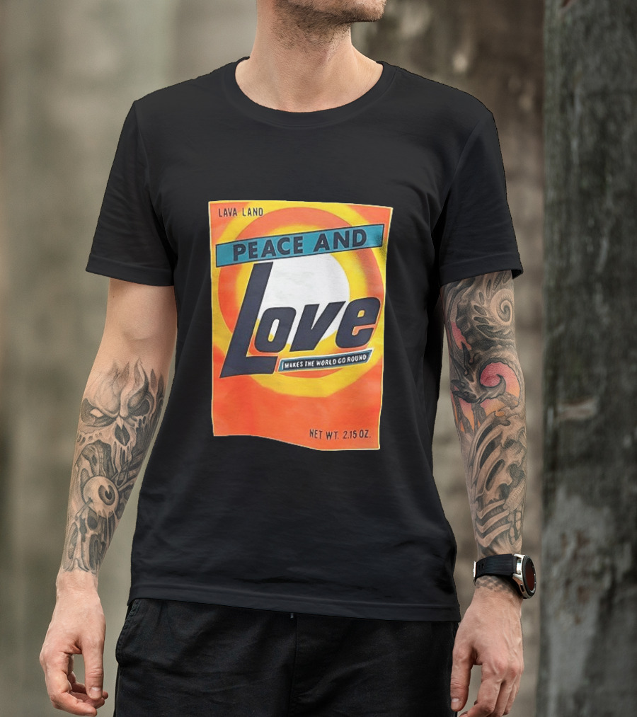 Peace And Love Makes The World Go Round Lava Land Retro Style 2.15 Oz T-Shirt