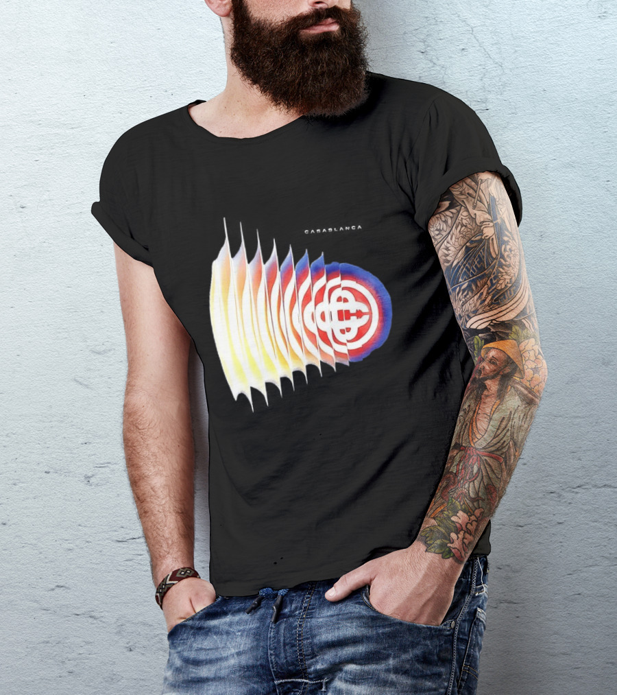 Casablanca Shockwave Optical Illusion Pattern With Red Blue Yellow Layers T-Shirt