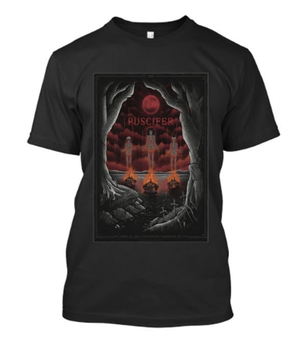 Puscifer April 28 2026 The Sylvee Madison WI Skeleton Red Moon T-Shirt