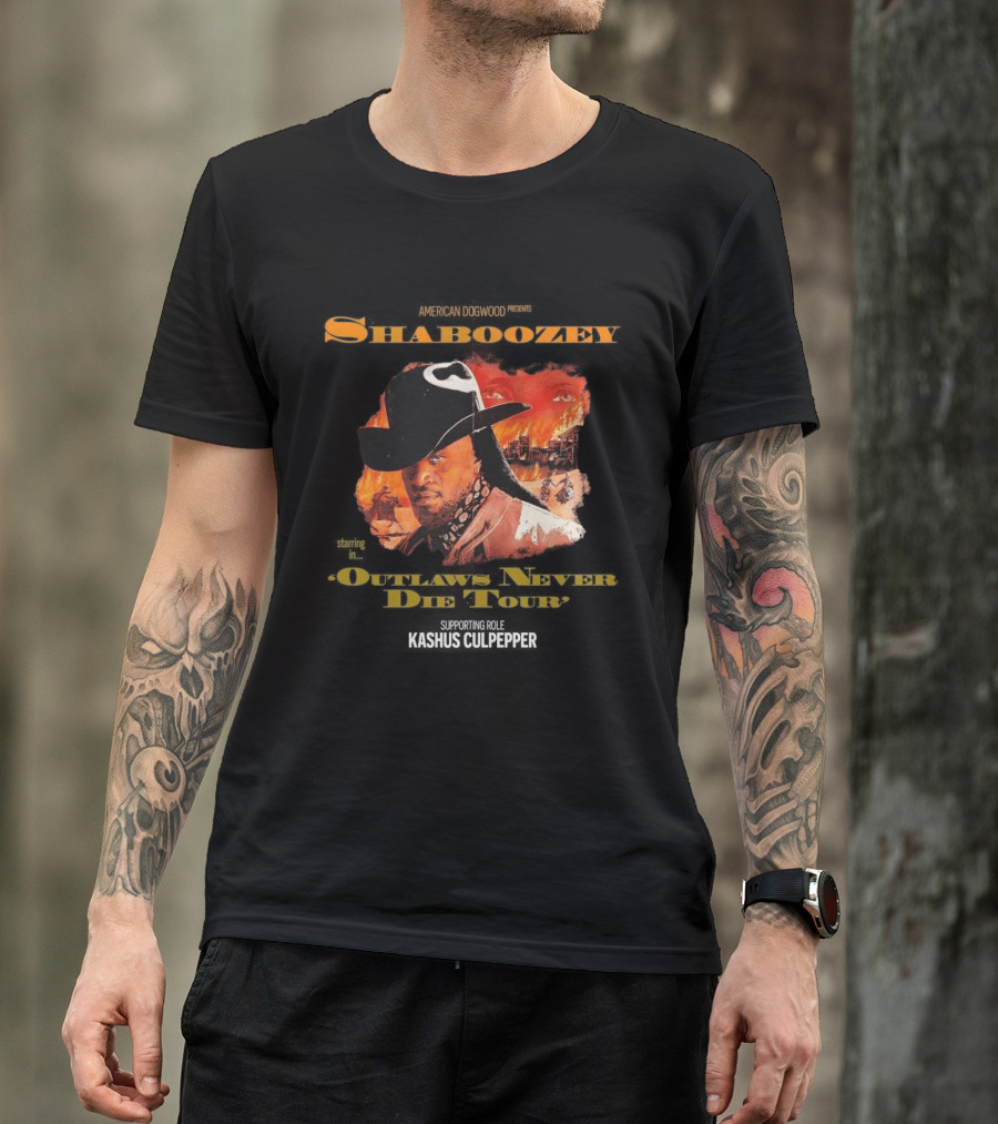 Shaboozey Outlaws Never Die Tour 2026 North America Schedule Dates Cowboy Flames T-Shirt