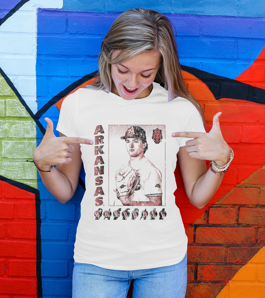 Arkansas Baseball Player With Razorback T-Shirt