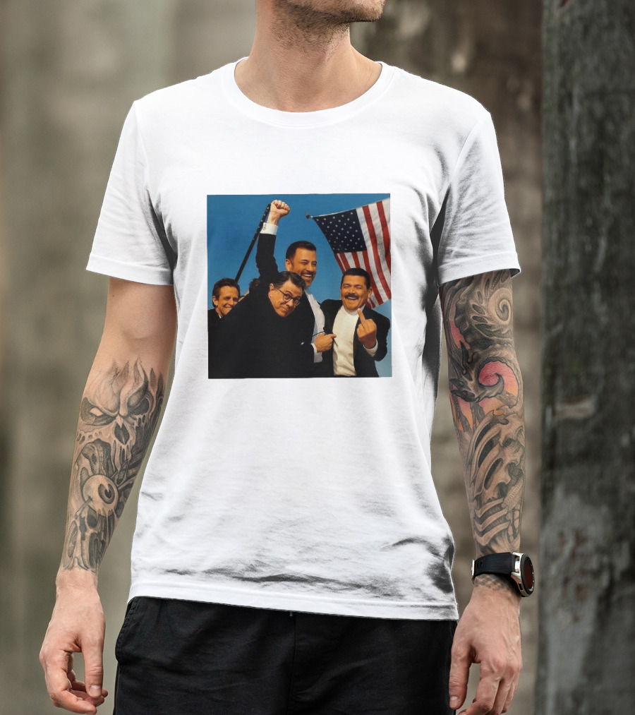 Jimmy Kimmel Stephen Colbert Seth Meyers American Flag Comedy Showdown T-Shirt