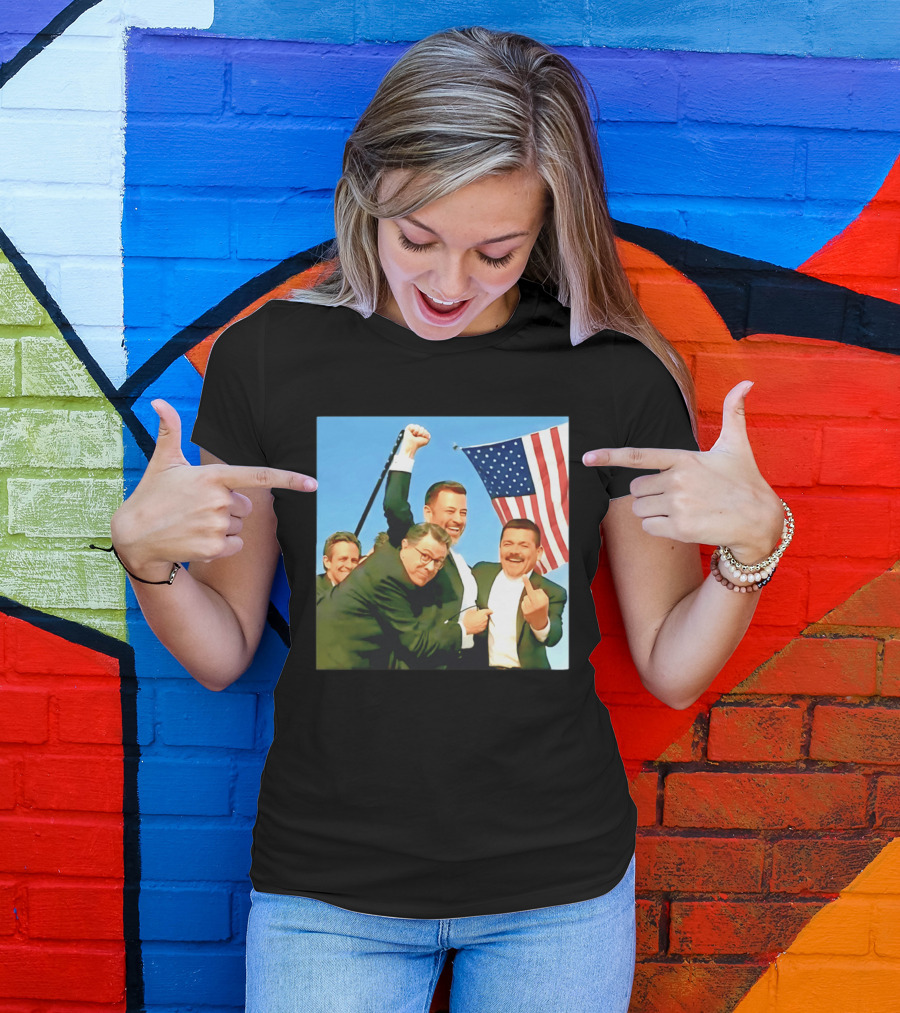 Jimmy Kimmel Meme American Flag Satire T-Shirt
