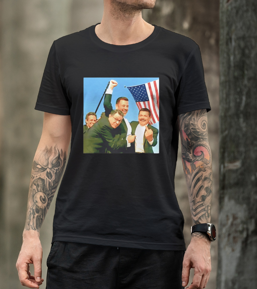 Jimmy Kimmel Meme American Flag Satire T-Shirt