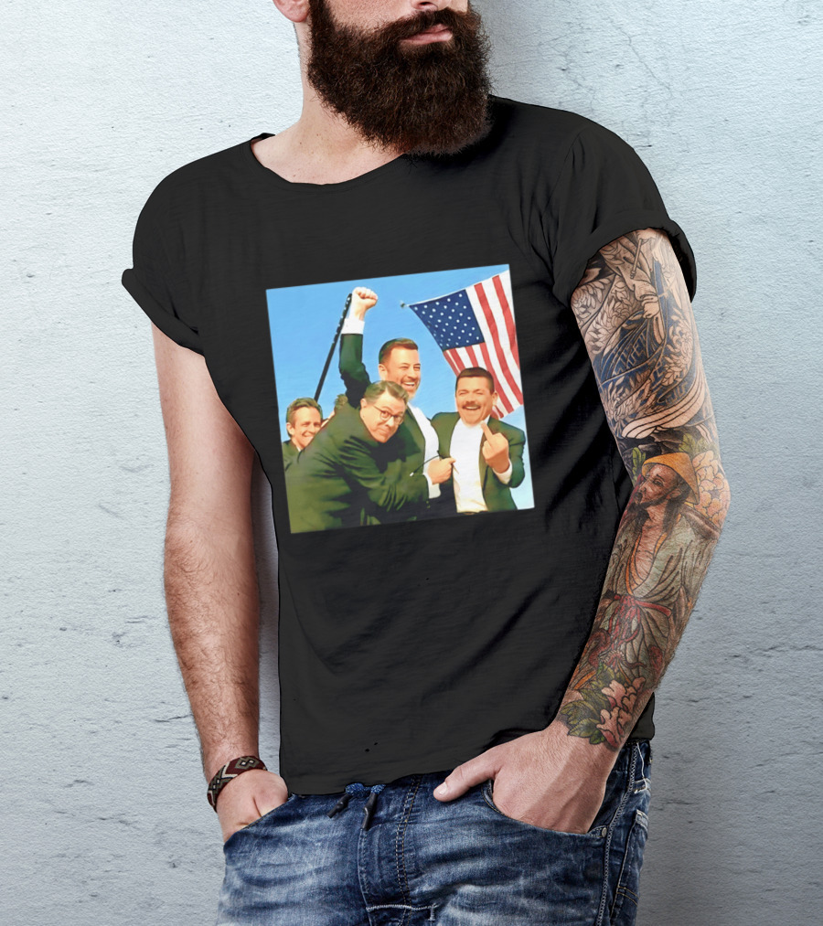 Jimmy Kimmel Meme American Flag Satire T-Shirt