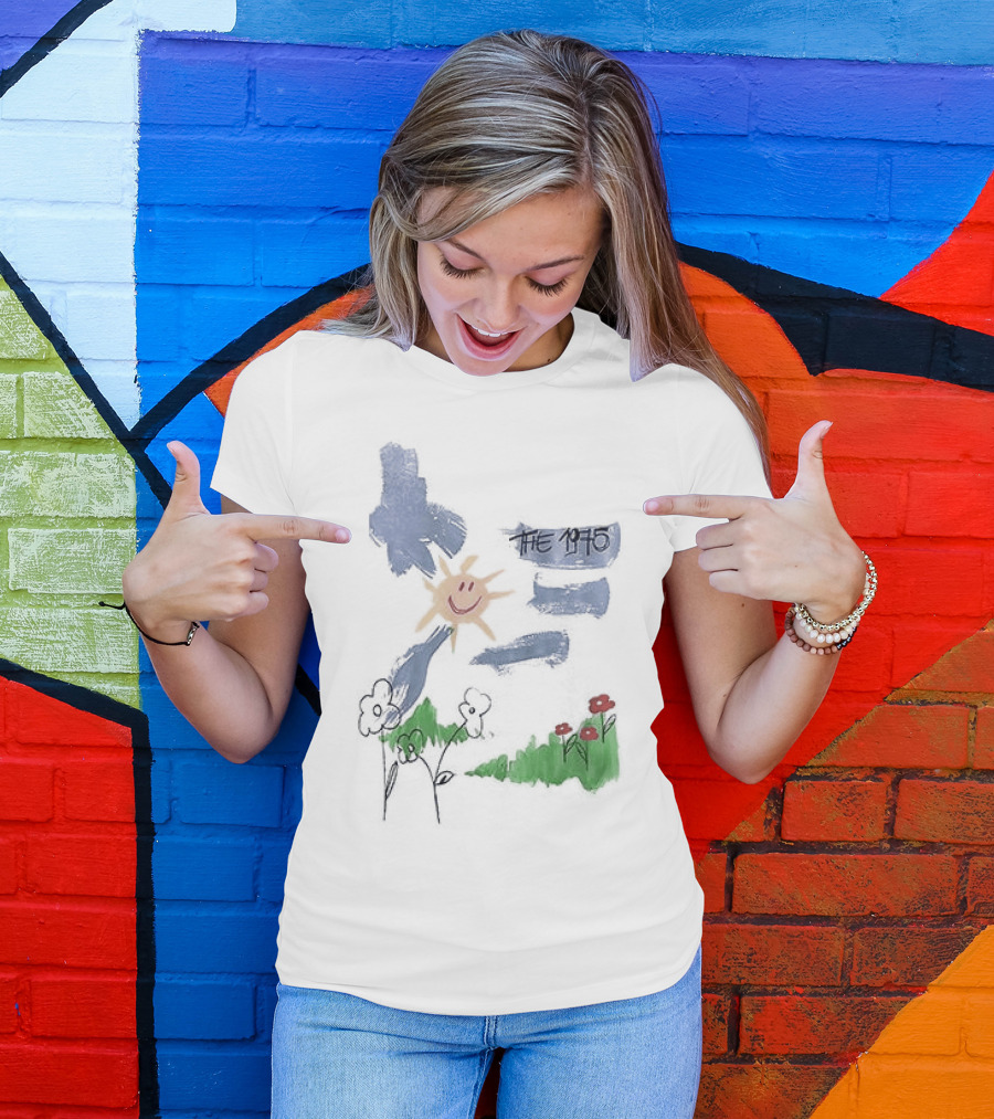 The 1975 Doodle Happy Sun And Flowers T-Shirt