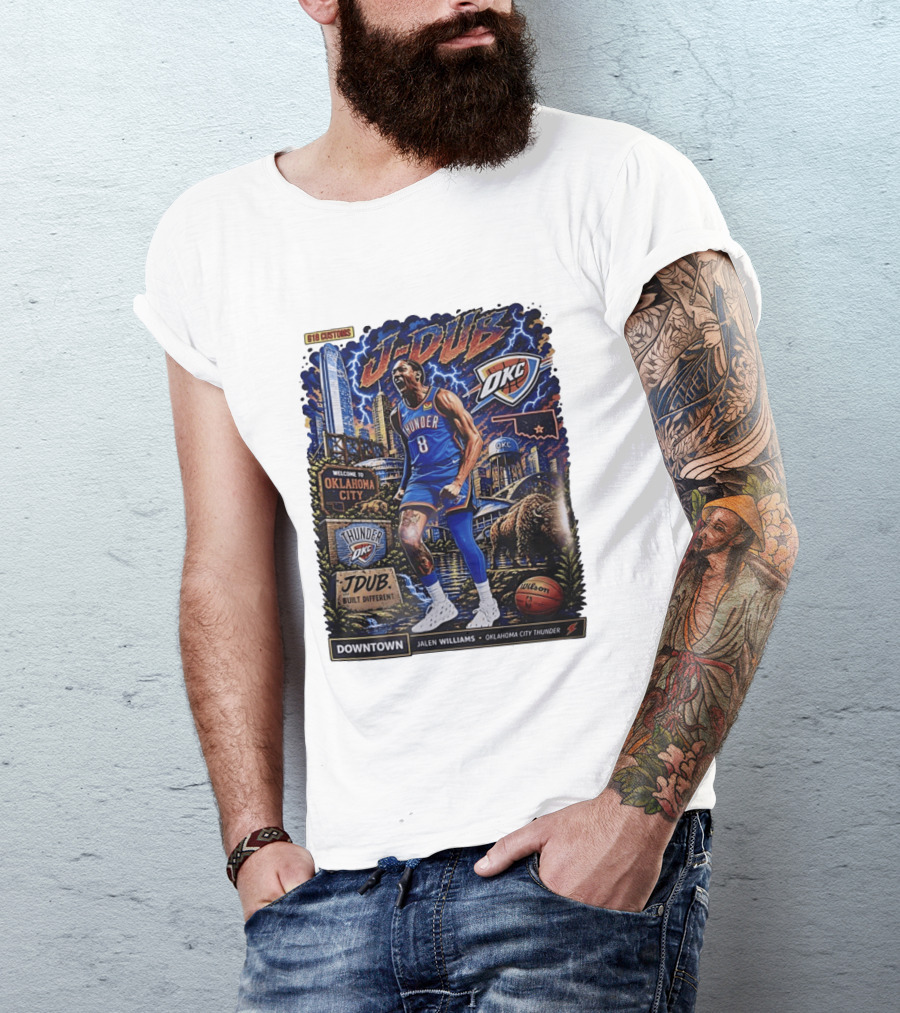 J Dub Oklahoma City Thunder Jalen Williams Downtown Comic OKC Basketball T-Shirt