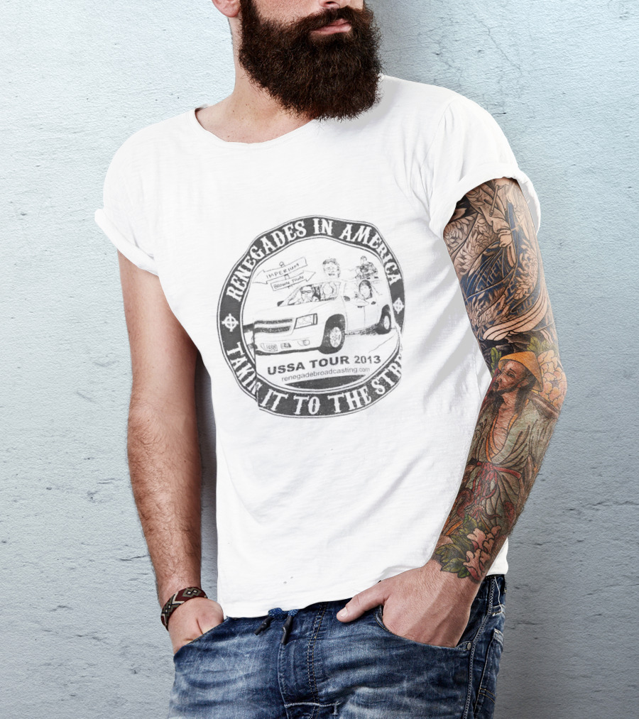 Renegades In America With American Flag And Rider Taking It To The Streets T-Shirt