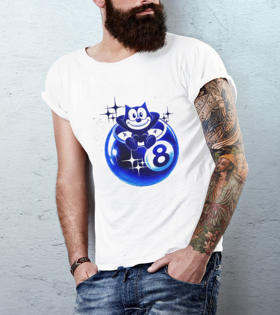 Felix The Cat Vintage Classic Figure Eight Ball Stars T-Shirt