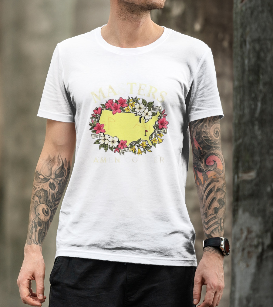 Masters Golf Tournament Augusta National Golf Club 2026 Hole 11 12 13 Map Flower T-Shirt