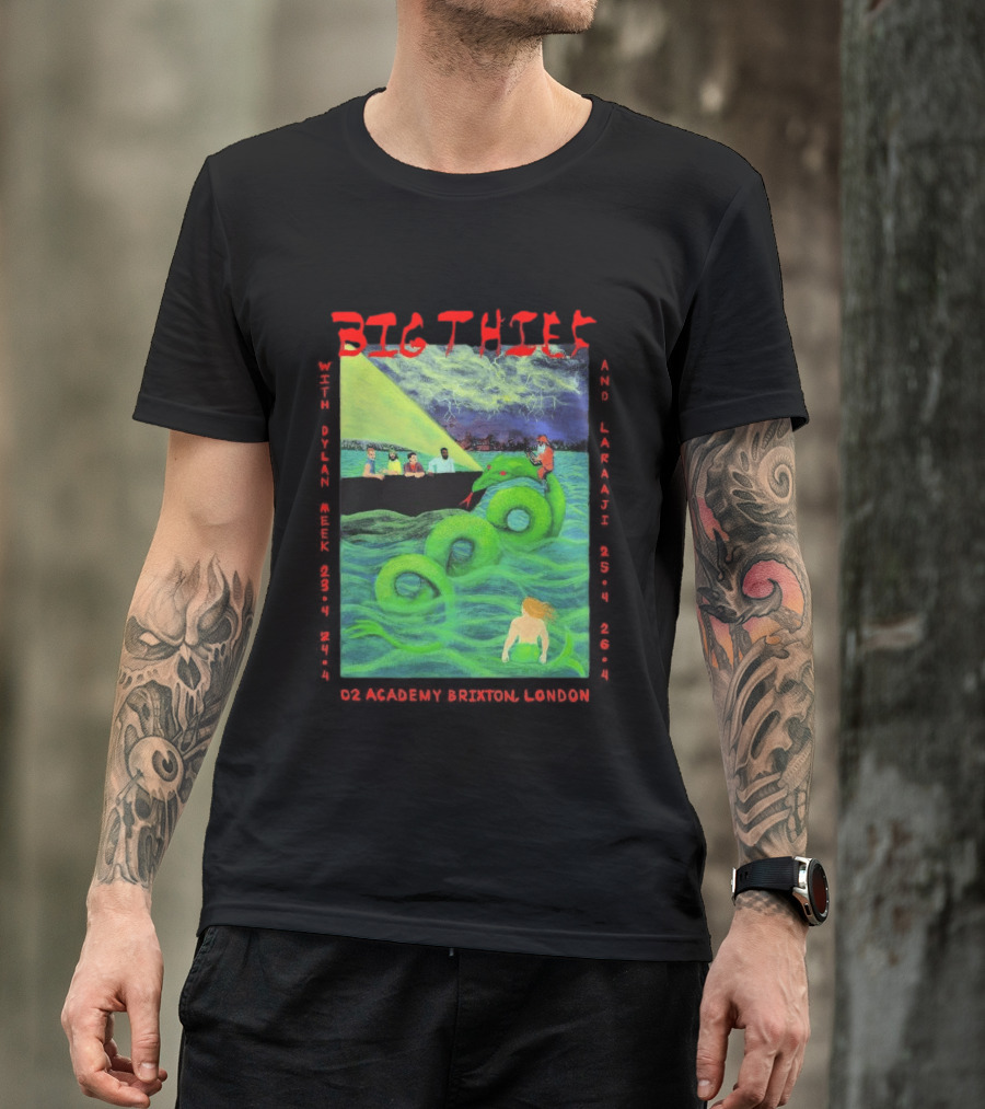 Big Thief Apr 23 2026 London Tour With Sea Serpent And Boat Scene T-Shirt