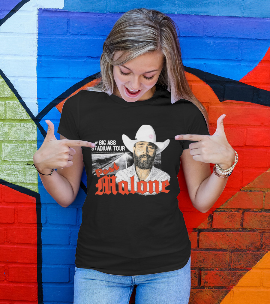 Post Malone Big Ass Stadium Tour Cowboy Hat Tattoo T-Shirt