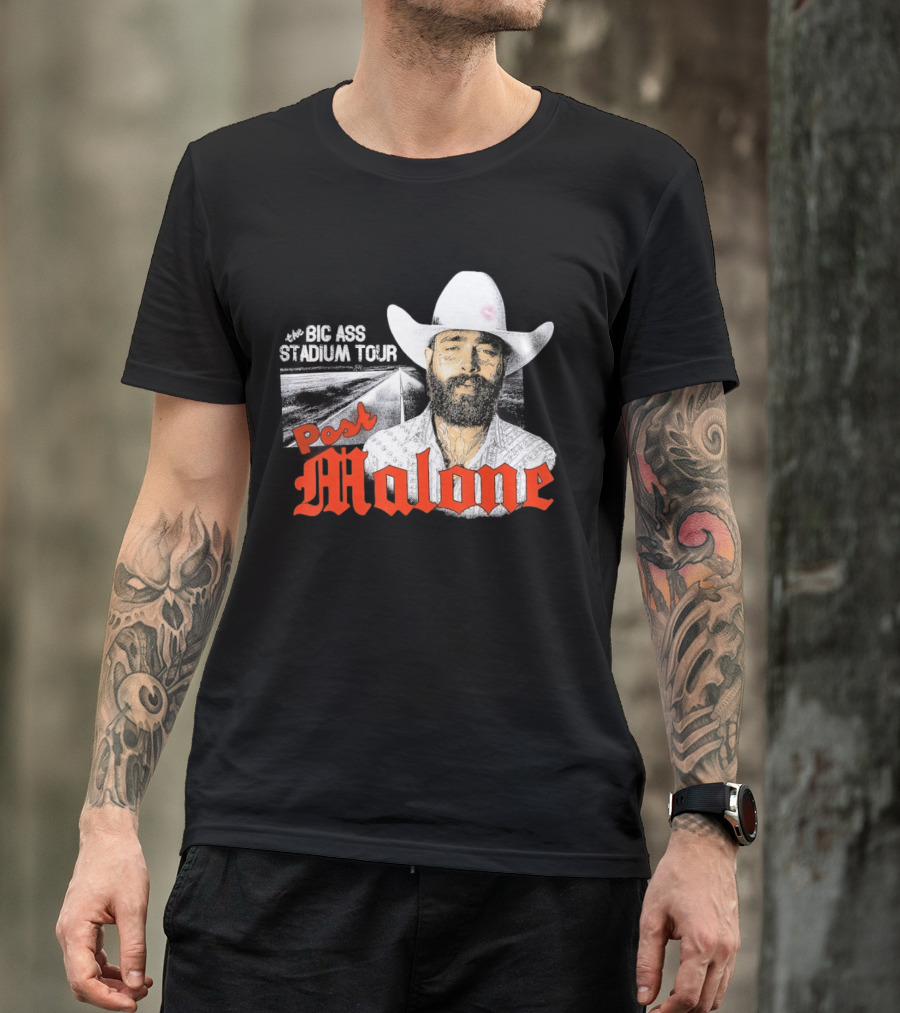 Post Malone Big Ass Stadium Tour Cowboy Hat Tattoo T-Shirt