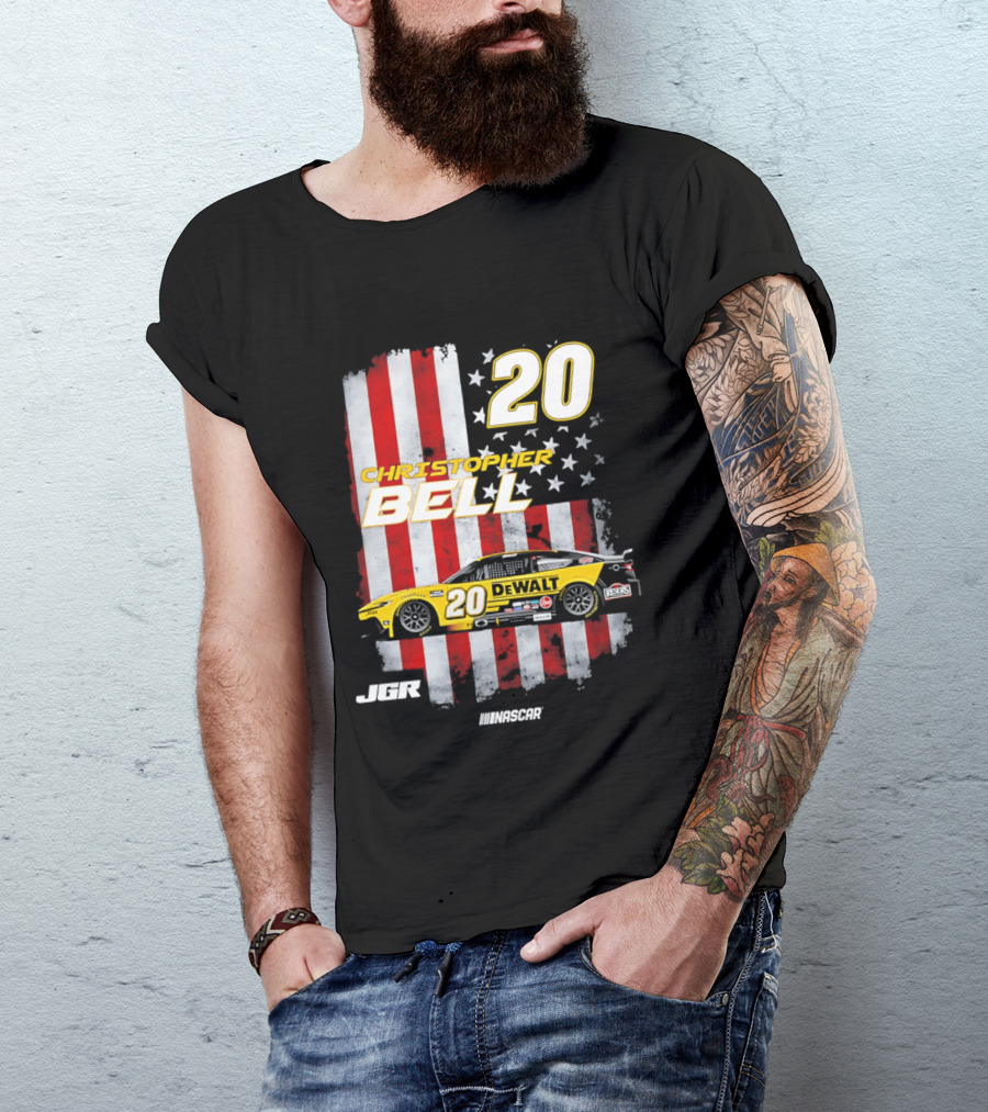Christopher Bell 20 NASCAR DeWalt JGR Stars Stripes Racing T-Shirt