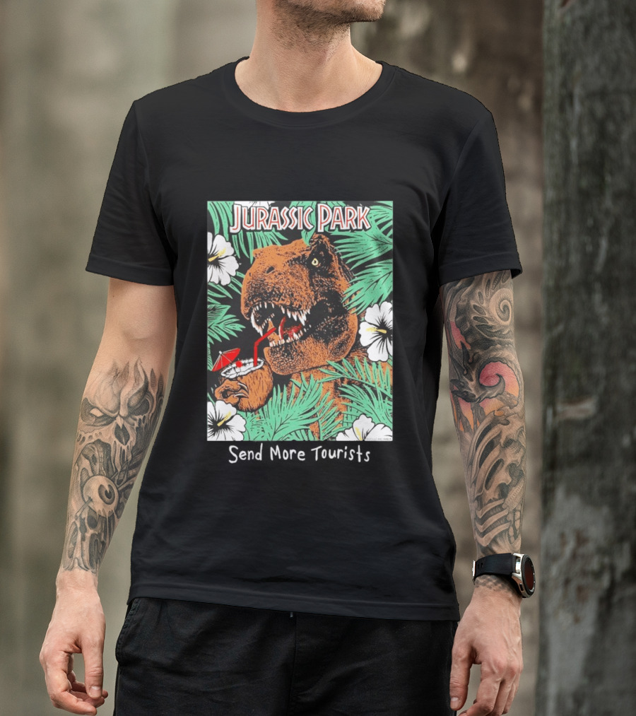 Jurassic Park Send More Tourists Rex Tropical Drink Scene T-Shirt