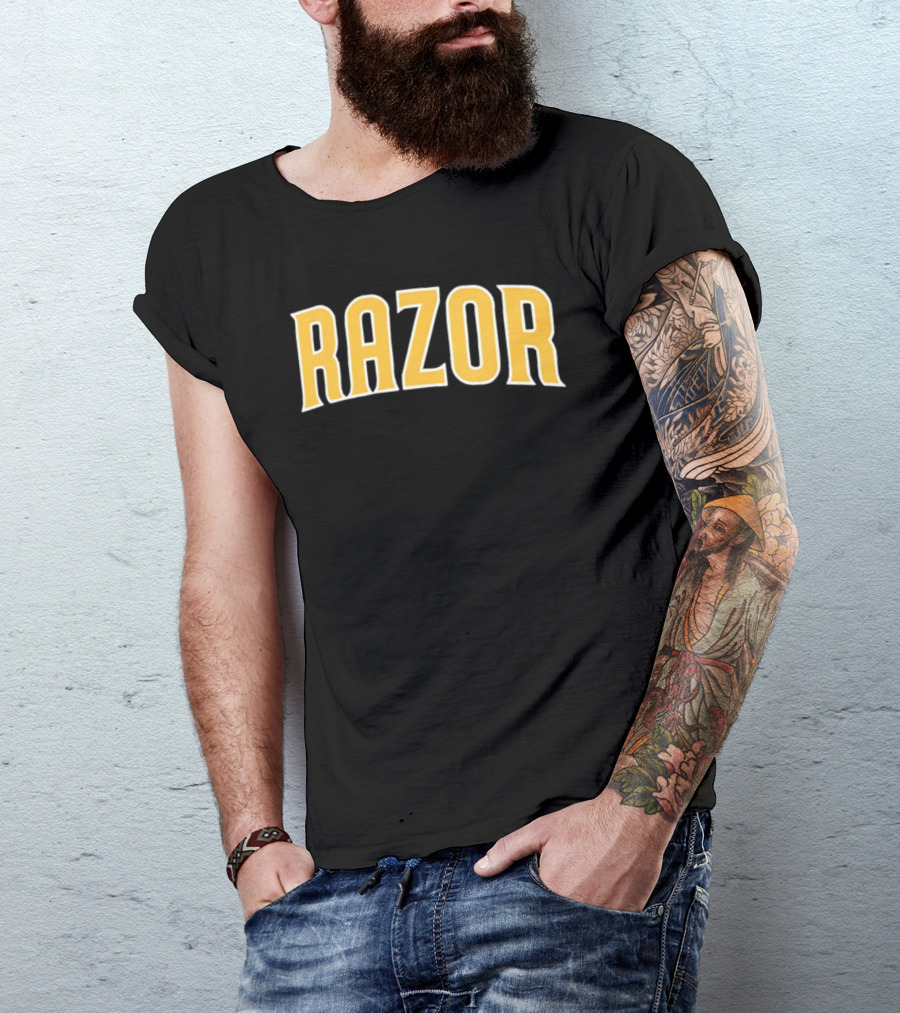 Razor Shines Montreal Expos MLB Yellow Retro Font T-Shirt