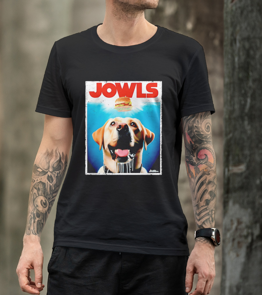 Jowls Labrador Dog Looking At Hamburger T-Shirt