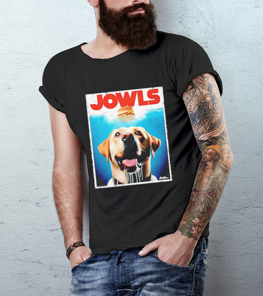 Jowls Labrador Dog Looking At Hamburger T-Shirt
