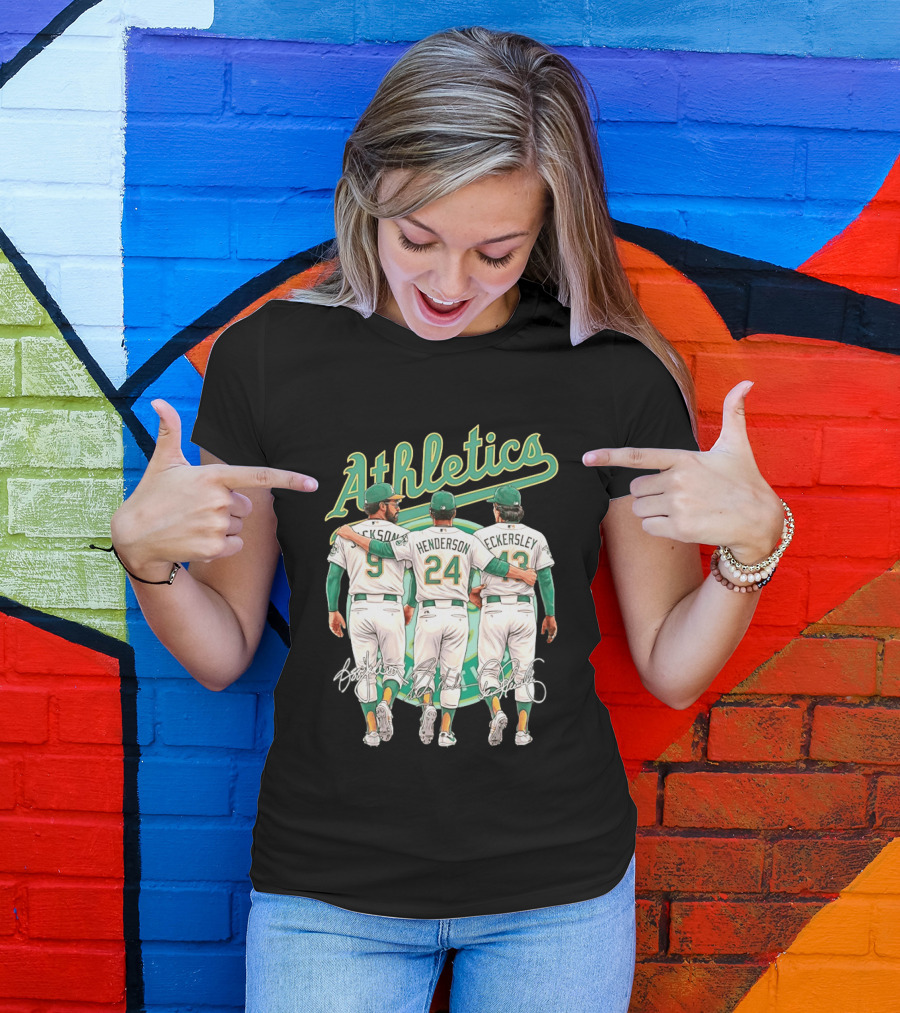 Rickey Henderson Reggie Jackson Dennis Eckersley Oakland Athletics Legends T-Shirt