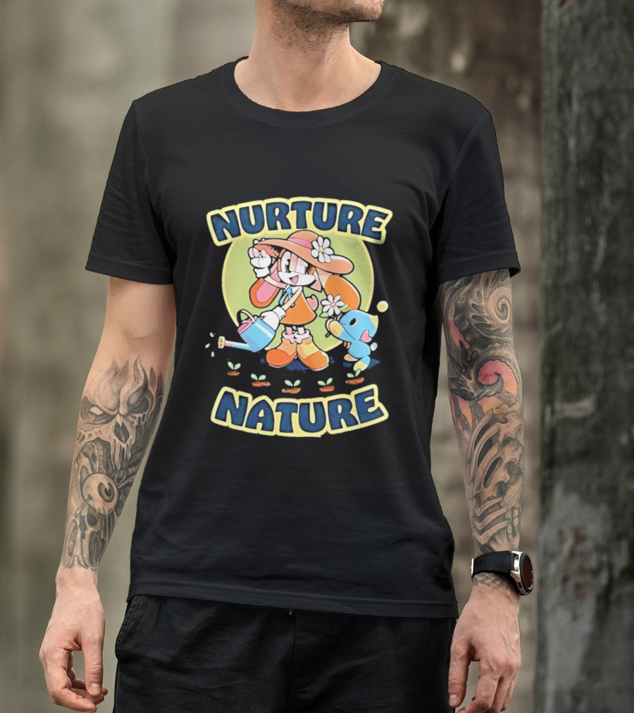 Nurture Nature Hedgehog Chao Earth Day Gardening T-Shirt