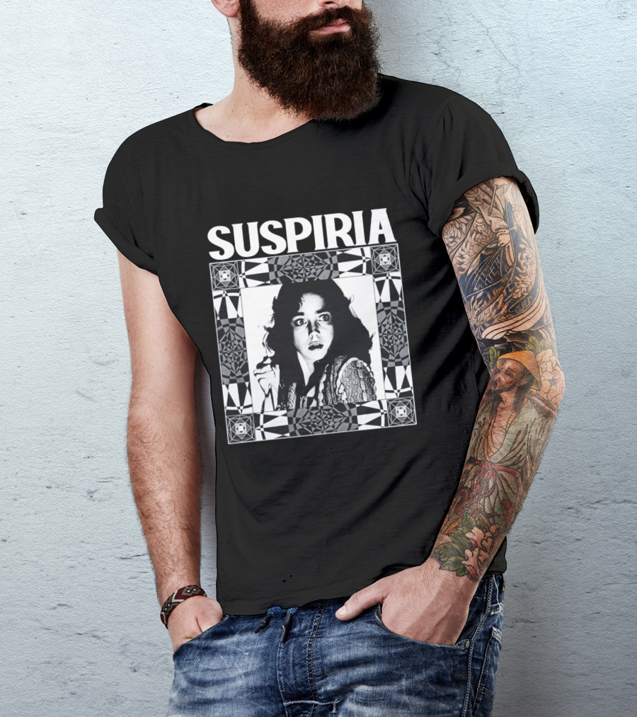 Suspiria 1977 Horror Movie Black And White Vintage Style Jessica Harper T-Shirt