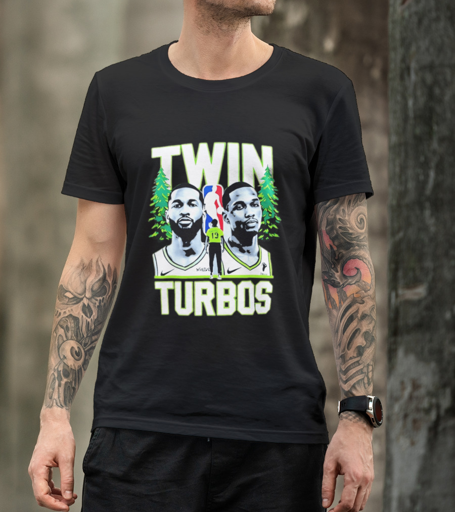 Twin Turbos Minnesota Timberwolves NBA Basketball Player Portraits T-Shirt