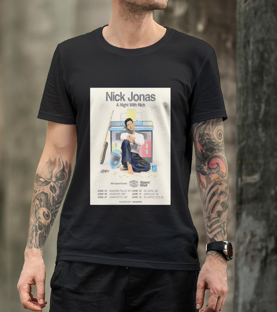 Nick Jonas A Night With Nick Tour 2026 Franklin Jonas Magnus Ferrell Live Nation T-Shirt