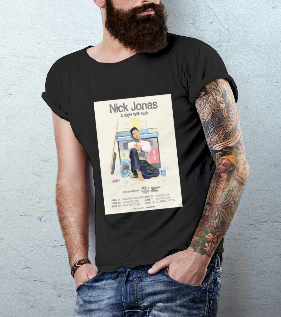 Nick Jonas A Night With Nick Tour 2026 Franklin Jonas Magnus Ferrell Live Nation T-Shirt